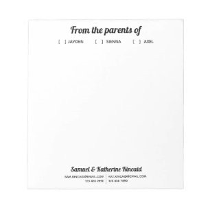 Bloc-note Script Simple Moderne Des Parents De