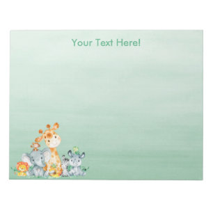 Bloc-note Sea Green Watercolor Cute Safari Jungle Animaux