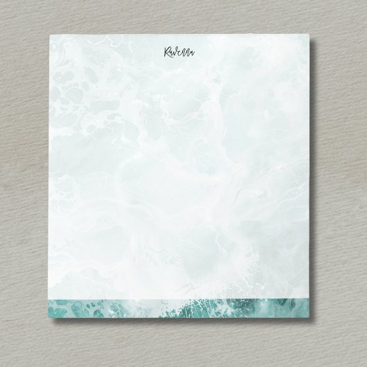 Bloc-note Seafoam Argent Rayé Élégant Nom de Script Personna