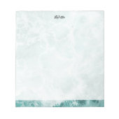 Bloc-note Seafoam Argent Rayé Élégant Nom de Script Personna (Devant)
