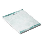 Bloc-note Seafoam Argent Rayé Élégant Nom Script Personnalis (Incliné)