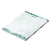 Bloc-note Seafoam Argent Rayé Élégant Nom Script Personnalis (Tourné)