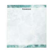 Bloc-note Seafoam Argent Rayé Élégant Nom Script Personnalis (Devant)