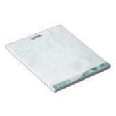 Bloc-note Seafoam Argent Rayé Élégant Nom Script Personnalis (Incliné)