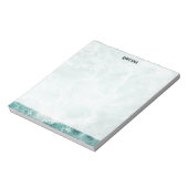 Bloc-note Seafoam Argent Rayé Élégant Nom Script Personnalis (Tourné)