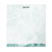Bloc-note Seafoam Argent Rayé Élégant Nom Script Personnalis (Devant)