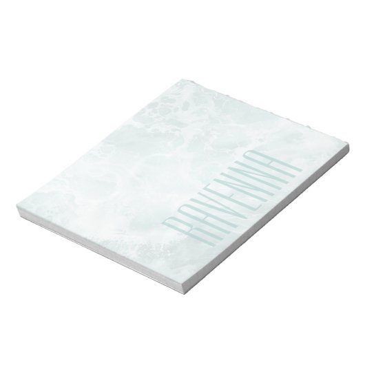 Bloc-note Seafoam Silver Opacity Elegant Custom Script Name (Tourné)