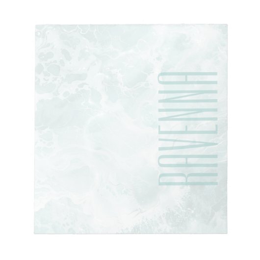 Bloc-note Seafoam Silver Opacity Elegant Custom Script Name (Devant)