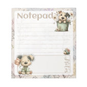 Bloc-note Seau de fleurs de chien fantaisiste – Conception d (Devant)