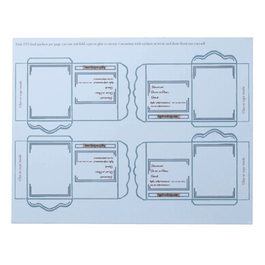 Bloc-note Seed Packet light blue DYI Notepad (Devant)