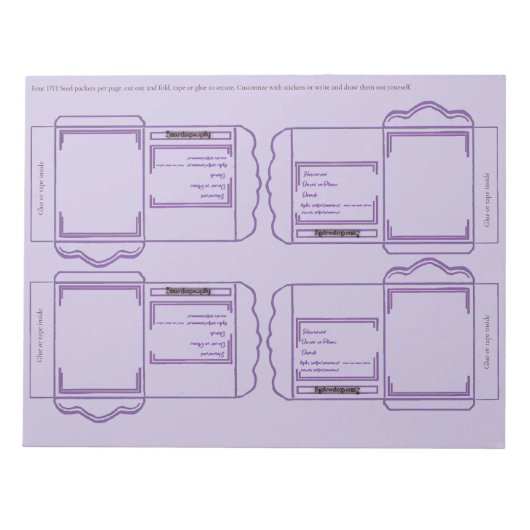Bloc-note Seed Packet purple DYI Notepad (Devant)