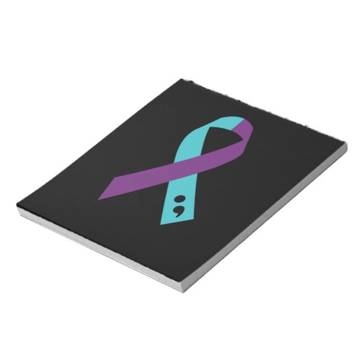 Bloc-note Semicolon de ruban violet turquoise Prévention du  (Tourné)