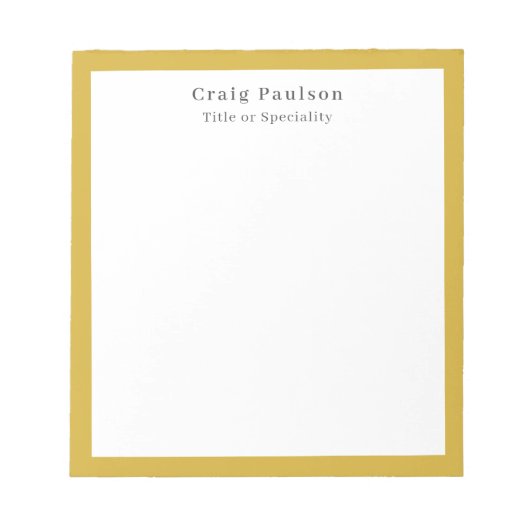 Bloc-note Serif Font Simple Professional Plain Gold White (Devant)