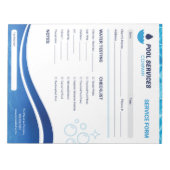 Bloc-note Services De Piscine | Formulaire de service de mai (Devant)