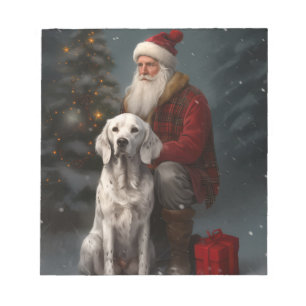 Bloc-note Setter Anglais avec le Père Noël Noël Festif