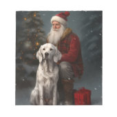 Bloc-note Setter anglais avec Noël Festif du Père Noël (Devant)