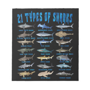 Bloc-note Shark Lovers 21 Types of Sharks Ocean Animal