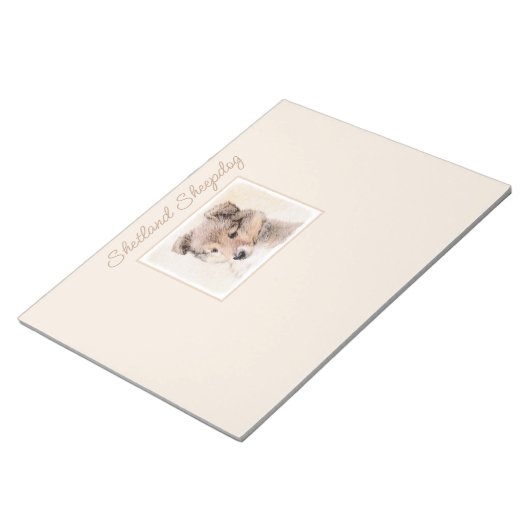Bloc-note Shetland Sheepdog Puppy Peinture Chien original ar (Incliné)