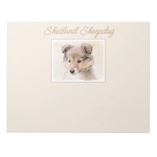 Bloc-note Shetland Sheepdog Puppy Peinture Chien original ar