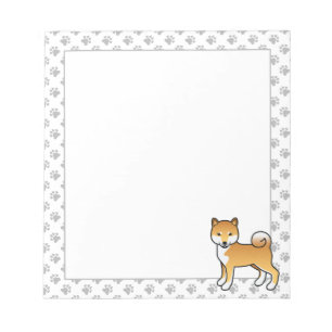 Bloc-note Shiba Inu rouge mignon chien de dessin animé & pat