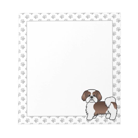 Bloc-note Shih Tzu marron et blanc de dessin animé mignon (Devant)