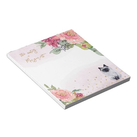 Bloc-note Siamese Cat Illustration Girl Daily Activity Notes (Incliné)