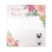 Bloc-note Siamese Cat Illustration Girl Daily Activity Notes (Devant)