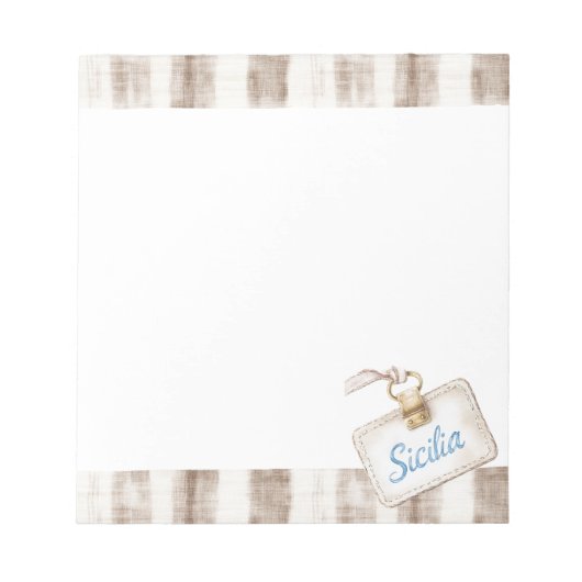 Bloc-note Sicily Cream Rustic Brown Stripes (Devant)