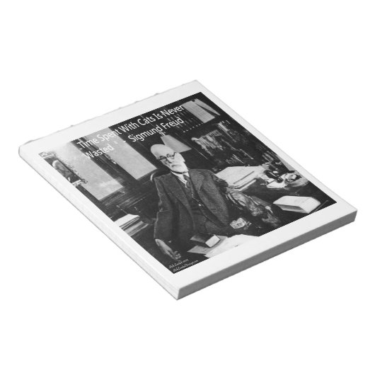 Bloc-note Sigmund Freud Dans Son Bureau Et Citation De Chat (Incliné)