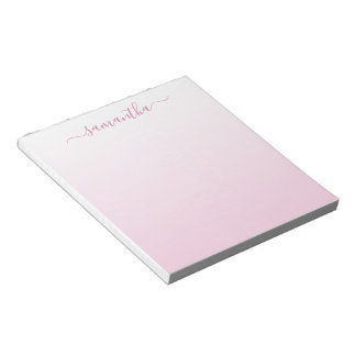 Bloc-note Signature Féminine Dégradé Rose Pâle Blanc