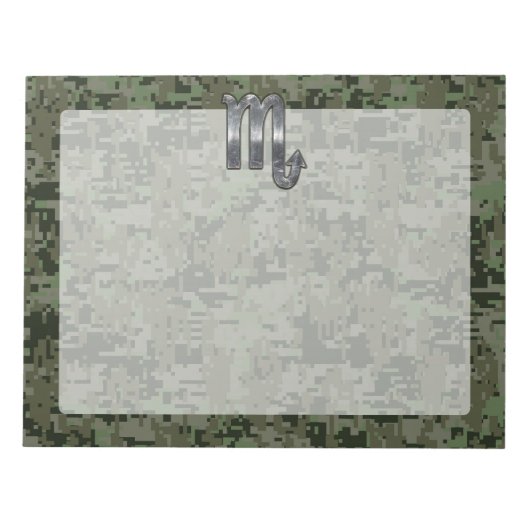 Bloc-note Signe du zodiaque Scorpion argent Camouflage numér (Devant)