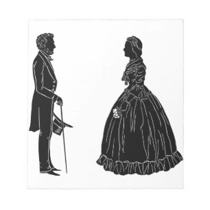 Bloc-note silhouette d'abraham lincoln et de mary todd linco