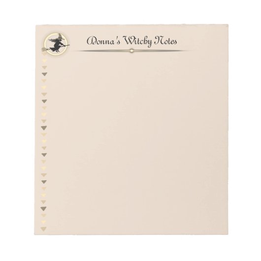 Bloc-note Silhouette sorcière Broomstick crème lune personne (Devant)