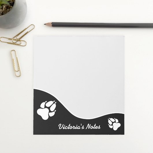 Bloc-note Silhouettes de pattes de chien noir et blanc & tex