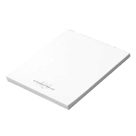 Bloc-note Silver Gris Brush Script Monogramme Moderne tendan (Tourné)