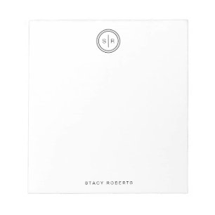 Bloc-note Simple 2 Initiales Monogrammé Cercle