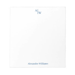 Bloc-note Simple 2 Monogram Initial Professional Navy Blue