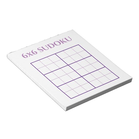 Bloc-note Simple 6 par 6 violet blanc Sudoku Grille Modèle (Incliné)