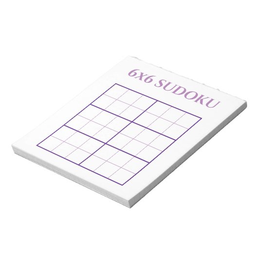 Bloc-note Simple 6 par 6 violet blanc Sudoku Grille Modèle (Tourné)