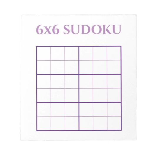 Bloc-note Simple 6 par 6 violet blanc Sudoku Grille Modèle (Devant)