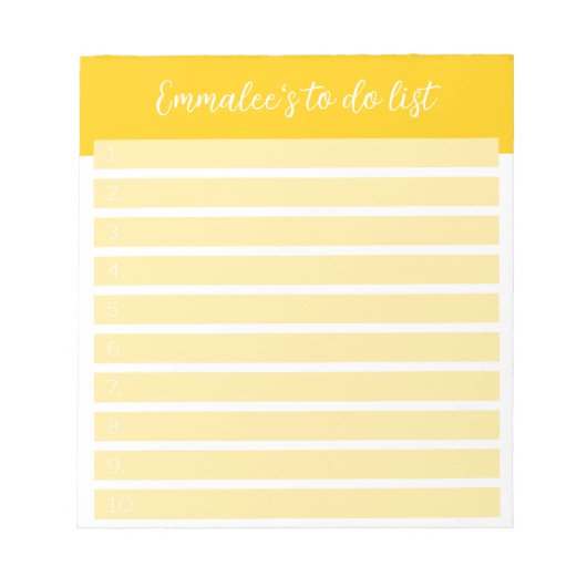 Bloc-note Simple À Faire Personnalisable Linne Numéroté Jaun (Devant)