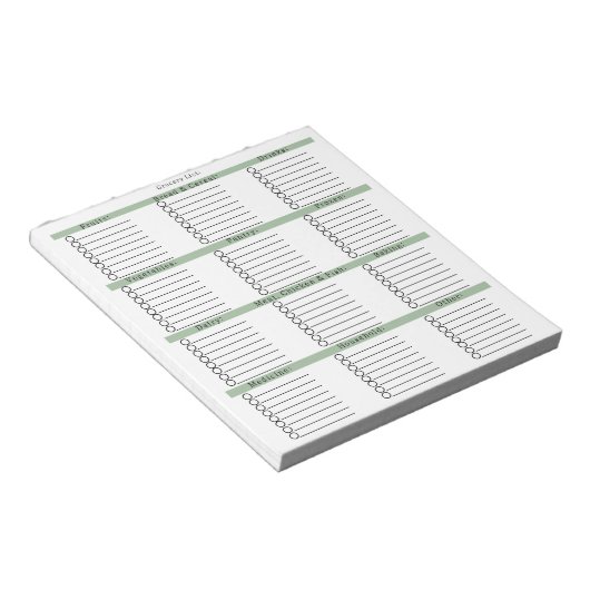 Bloc-note Simple and Minimalistic Grocery Shopping List (Incliné)