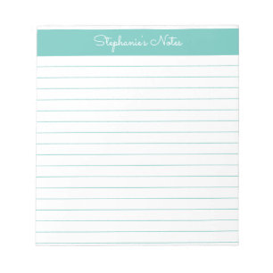 Bloc-note Simple Aqua Lined Personalized
