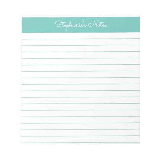 Bloc-note Simple Aqua Lined Personalized (Devant)