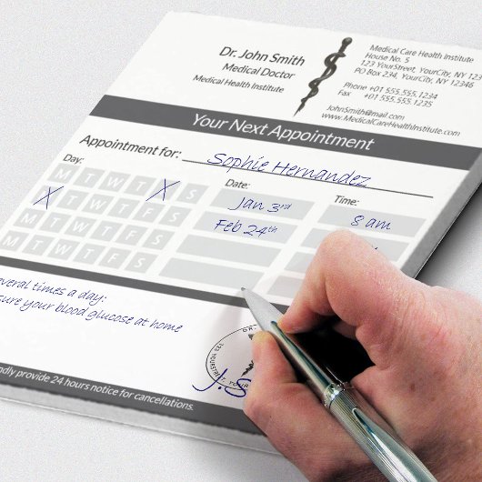 Bloc-note Simple Asclepius Noir Blanc Médicale Rendez-vous