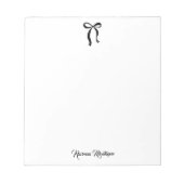 Bloc-note Simple Black Bow Script Custom Name Script (Devant)