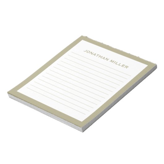 Bloc-note Simple Blanc Sage Vert Nom Typographique Lined (Tourné)