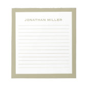 Bloc-note Simple Blanc Sage Vert Nom Typographique Lined (Devant)