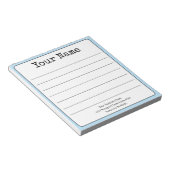 Bloc-note Simple Bleu Ciel Rétro Ajoutez Votre Nom Rayé (Incliné)