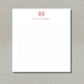 Bloc-note Simple Blush Rose Bow Script Custom Name Lined 